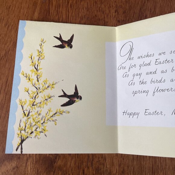 Vtg Stanley Birds Spring Happy Easter Mother Embossed Greeting Card - Picture 5 of 10